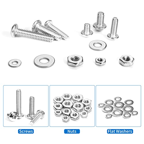 720Pcs Machine Screw Assortment Kit, 10-24#8-32#6-32#4-40 Phillips Pan Head Assorted Nuts Bolts And Flat Washers Kit, Stainless Steel Screws Hardware Assortment With Case #TOP6