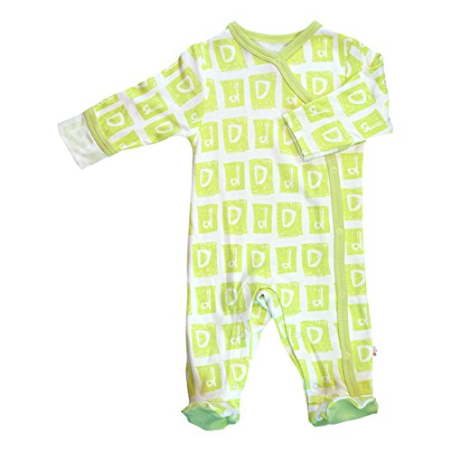 Image of Babysoy Organic Newborn Baby Alphabet Footie Onepiece with Feet (03-06 Months, D)