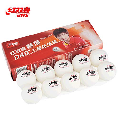 DHS Table Tennis Balls 3 Star White, Professional D40+ Ping Pong Balls Set of 10 ideal for Competition, ITTF Approved Ping-Pong Balls GREAT BOUNCE, POWER AND SPIN