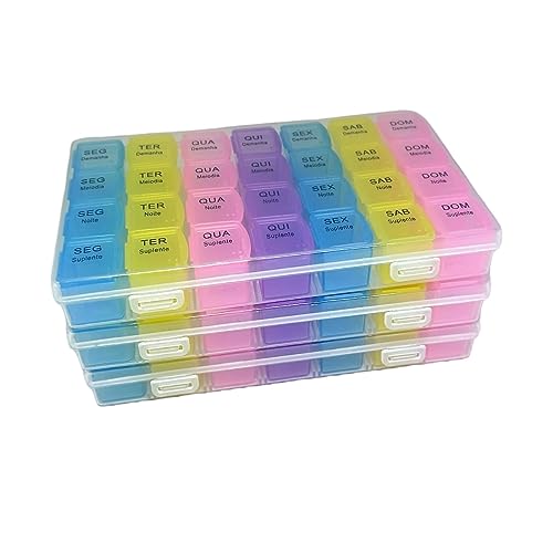 Porta Comprimido Caixa com 7 Divisórias Individuais Manhã MeioDia Noite Suplente