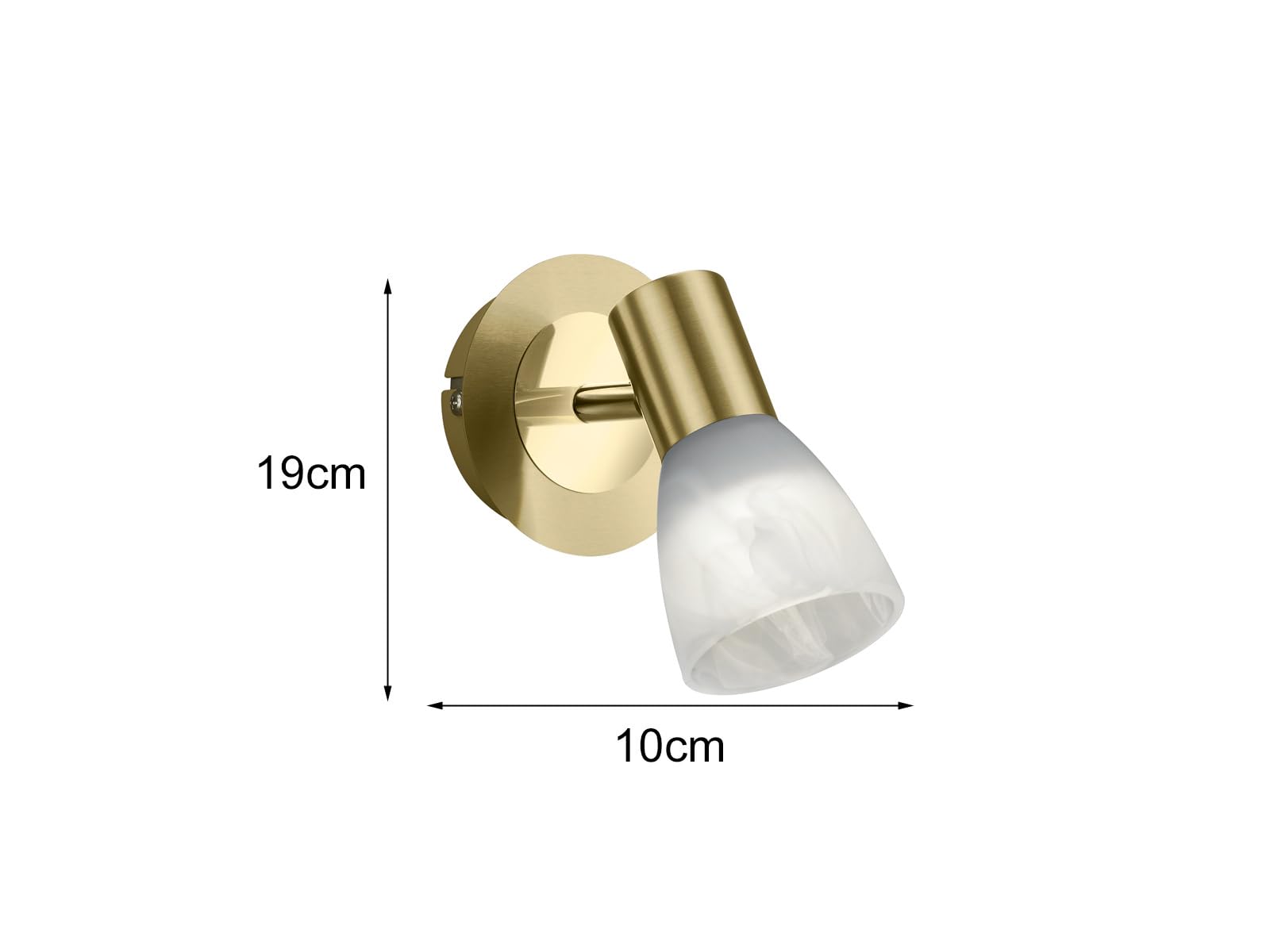 Trio Leuchten Lot de 2 spots LED modernes en laiton mat avec abat-jour en verre Alabaster