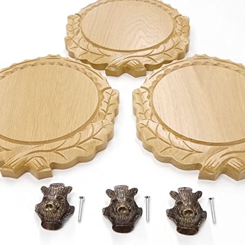 GTK Oferta 3 placas de cuña talladas de roble claro AF 16 cm con 3 cabezas de cuñas, portada grande, tabla de cuñas, cartel para trofeos
