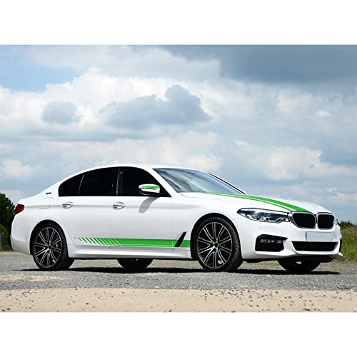 Sunjika Vinyl Car Side Mirror And Hood Decal Racing Stripes Sticker Accessories Set Long Stripe Graphics Body Sports Decals Universal Car Vechine Diy Modify Decoration 5Pcs (Green） #TOP3
