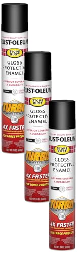 Rust-Oleum 334128 Stops Rust Turbo Spray Paint, 24 oz, Gloss Black (Pack of 3)