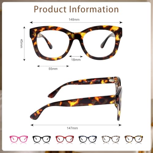 Image of JiSoo Oversized Reading Glasses for Women Men, Stylish Designer Readers Women with Large Frame