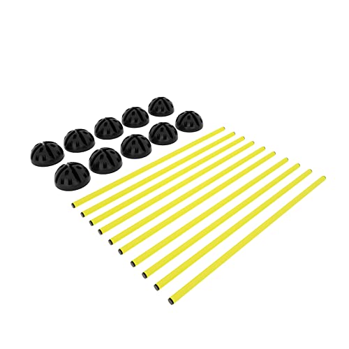 NAIZY Sprungstangen-Set Trainingsstangen für konditionelles Training Sprungkraft, Dribbling und Beweglichkeit (15 Stangen - 100cm, 10 X-Standfüße, 10 Clips) - Gelb