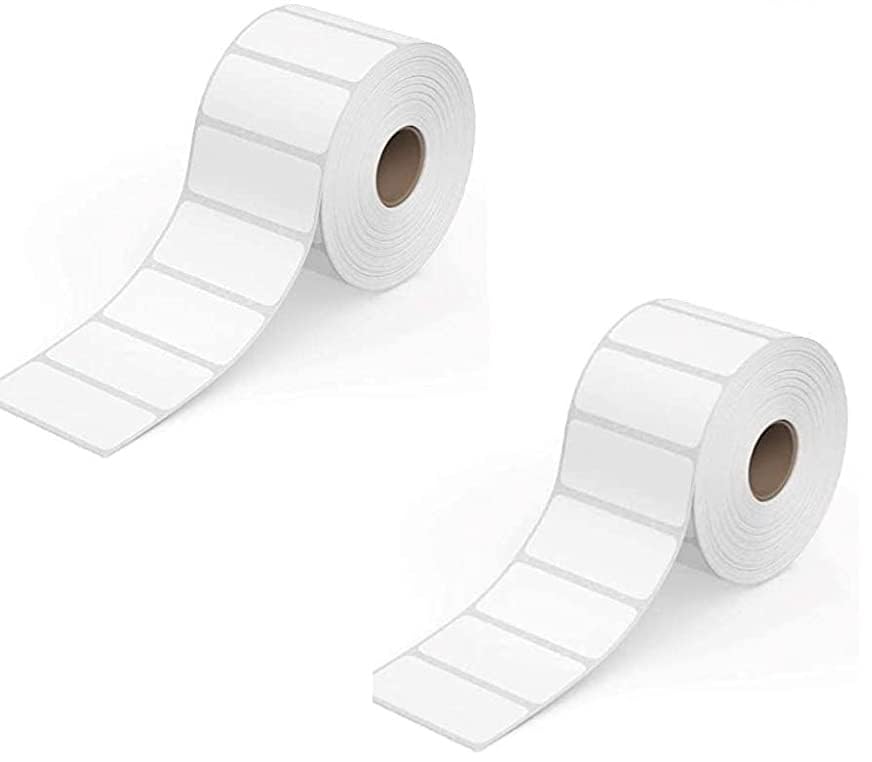 Image of True-Ally 60x40 Direct Thermal Barcode Label Sticker - 2.5 x 1.5 inches - 60mm x 40mm - 500 Labels Per Roll - White Self Adhesive Sticker for Printing Barcoding (2 Roll Per Pack (1000 Labels))