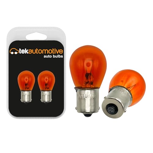 Tek Automotive 581 PY21W Indicator Bulbs – 12V 21W BAU15S Amber Turn Signal Light, E-Marked Road Legal - Twin Pack