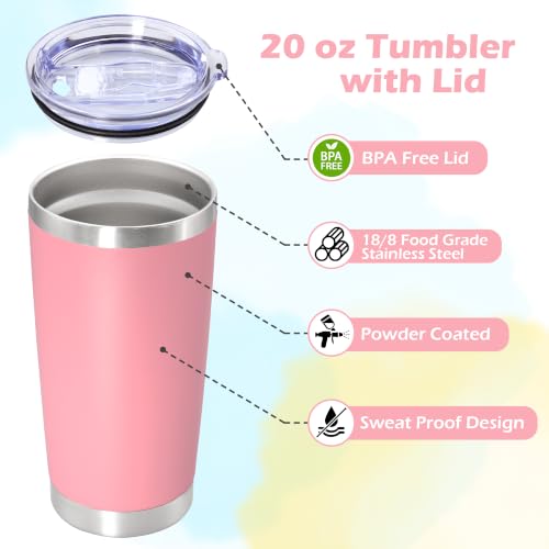 Image of 20oz Tumbler Insulated Tumblers Vacuum Coffee Mug with Lid Pink 6Pack