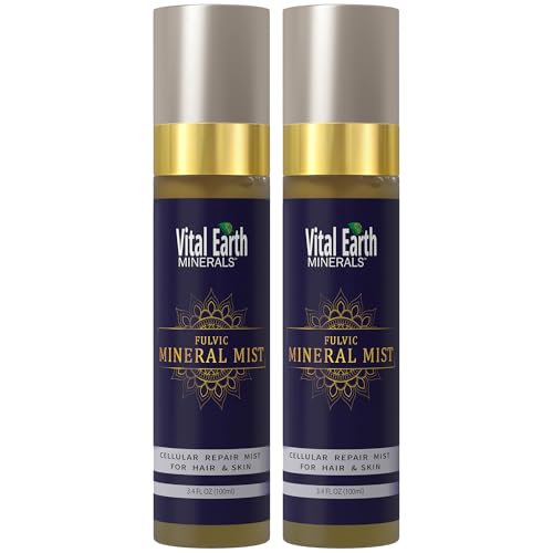 Vital Earth Minerals Vital Earth Fulvic Mineral Facial Mist, Travel-Friendly – Anti-Aging Face & Hair Spray for Cellular Renewal & Hydration, 3.4 Oz