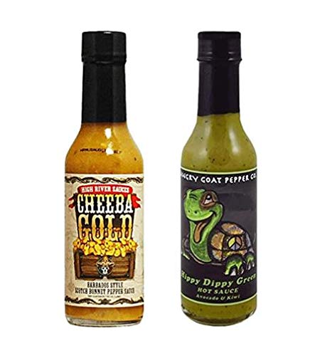 High River Sauces Cheeba Gold Barbados Style Scotch Bonnet Pepper Sauce and Angry Goat Hippy Dippy Hot Sauce