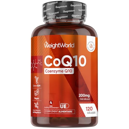 Coenzyme Q10 200mg, 120 Gélules Vegan, Ubiquinone CoQ10 Précurseur de