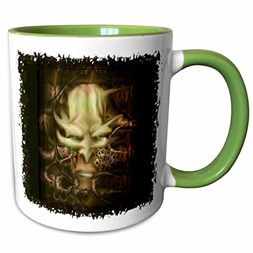 3dRose DUNGEON MASTER DarkFantasy Demon DarkArt 11oz Two-Tone Green Mug