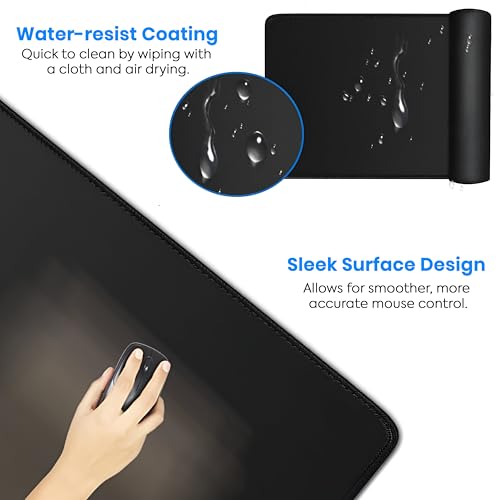 Image of Storite 700x300x2mm Extended Gaming Mouse Pad - Non-Slip Rubber Base, Stitched Edges, Water-Resistant Surface - Black