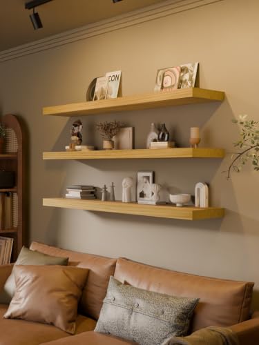 Image of 60in Floating Shelves, 3-Pack 12in Deep Wall Shelf
