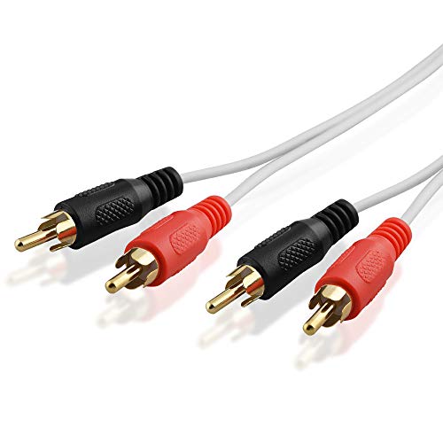 Best Plug 10 Meter Stereo Audio RCA L-R Kabel, 2 Cinch Stecker auf 2 Chinch Stecker vergoldet, Weiss Cover