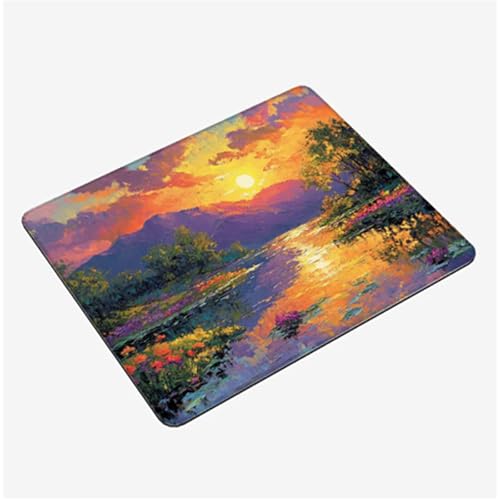 Orange, Mini Skrivbordsmatta 200 x 150 x 3 mm Musmatta Solnedgång Halkfri Gummibas Mousepad, Skrivbordsmatta med Sydda Kanter, Bärbar Musmatta, Skrivbordstillbehör S0-233