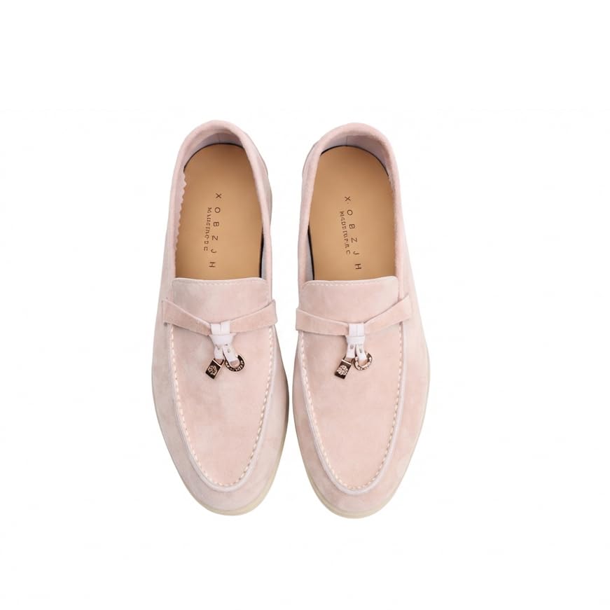 Image of Women's Summer Charms Suede Loafers - Premium Sheepskin Unlined Upper,Classic or Styles with Metal Detail for Casual, Office, Travel & All Day Wear