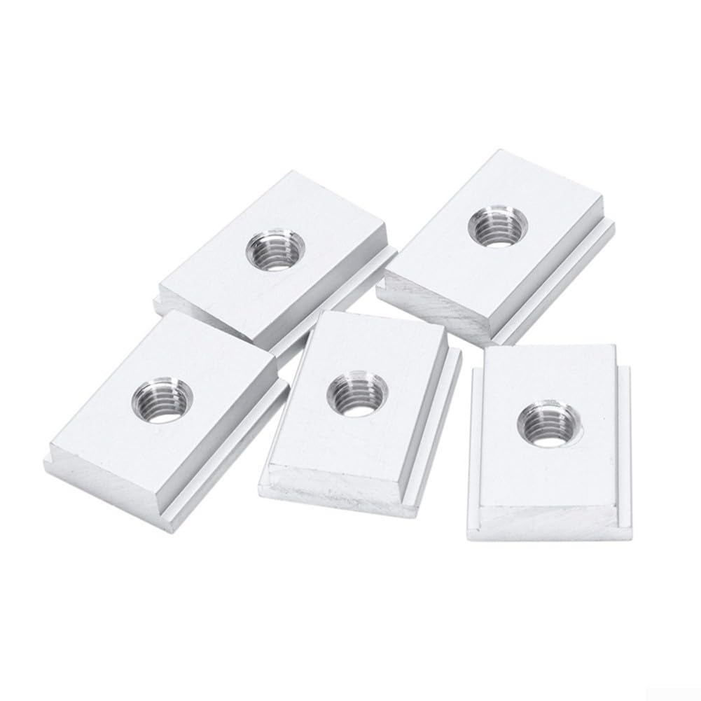 5 Pieces M6 M8 Aluminum Alloy T Slot Nut T Track Slider Fasteners for Woodworking Compatible with 30/45 Type Aluminum Slot Profiles (M8)