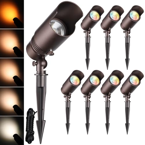 Image of LEONLITE 8-Pack 5CCT Low Voltage LED Landscape Spotlight Oil Rubbed Bronze