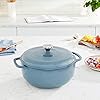 Lodge 7.5 Quart Enameled Cast Iron Dutch Oven with Lid – Dual Handles – Oven Safe up to 500° F or on Stovetop - Use to Marinate, Cook, Bake, Refrigerate and Serve – Storm Blue #3