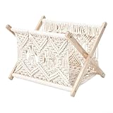 Artisanat tissé à la main : habilement fabriqué à partir de bois et de corde de coton, ce porte-revues ajoute une touche d'élégance à n'importe quel espace de vie tout en offrant une solution de rangement élégante pour vos objets essentiels.