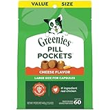 Greenies Pill Pockets for Dogs Large Size, Dog Treat Pouch for Capsule Medication, Cheese Flavor, 15.8 oz. Pouch