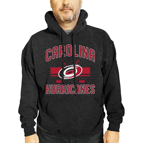 Wright & Ditson Adult NHL Faceoff Hockey Fleece Hooded Sweatshirt- Jersey Stripe - Soft Unisex Hoodie - Tag-Less Comfort Black