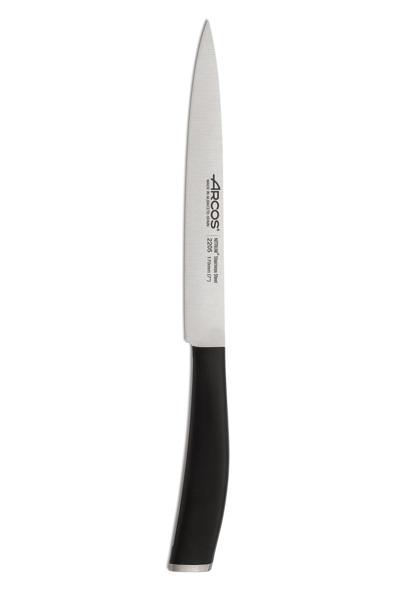 Arcos Couteau de Lenguado Flexible, Acier Inoxydable NITRUM 17 cm, Manche Polypropylène Noir, Design Innovant - Série Tango
