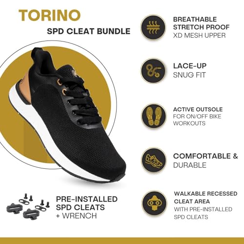 Image of Tommaso Men's Indoor Cycling Shoes - SPD Compatible - Pre-Installed Cleats - Road, Gravel & Spin Bike Shoes - Walkable Design