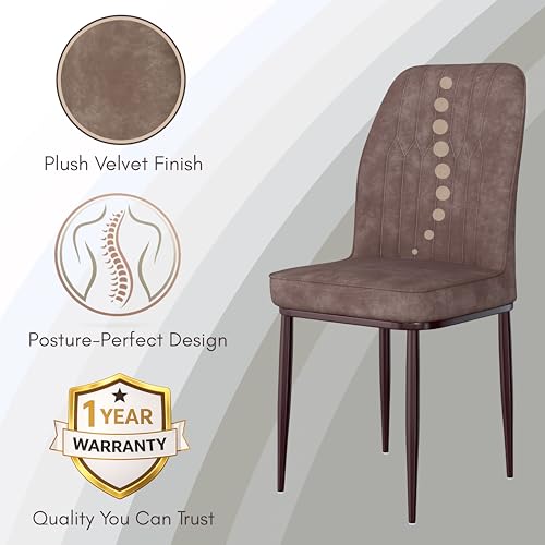 Image of Jewel Premium Velvet Dining Chair with Strong Metal Legs, Cushioned Seat, Chair for Dining, Living Room, Bedroom & Balcony (Brown)