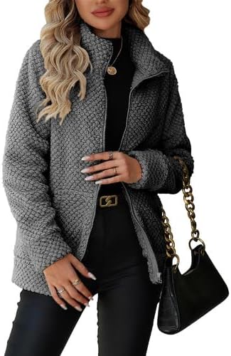 Women’s Full Zip Stand Collar Fleece Sherpa Jacket with Pockets (S-5XL) Women’s Full Zip Stand Collar Fleece Sherpa Jacket with Pockets (S-5XL)