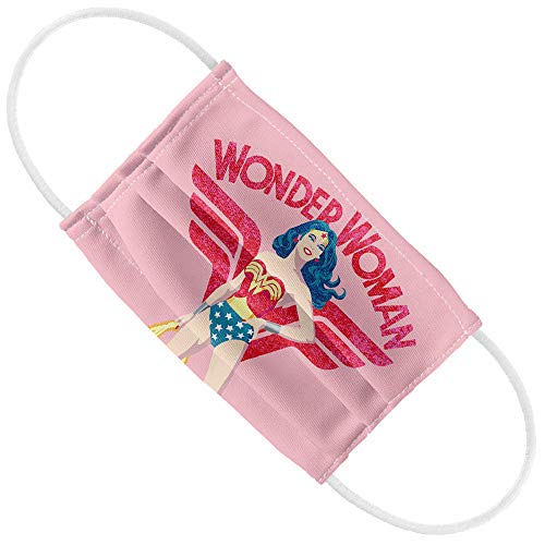 Wonder Woman Kids Sparkle 1-Ply Reusable Face Mask Covering with Adjustable Nose Wire