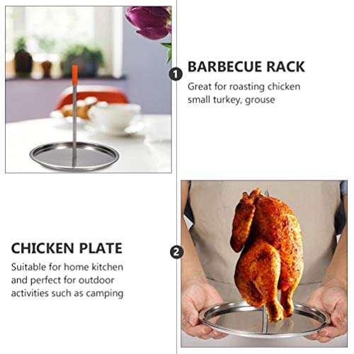 Cabilock Rack de Aço Inoxidável Torrador De Frango Frango Vertical Titular Rack Stand Com Bandeja pa