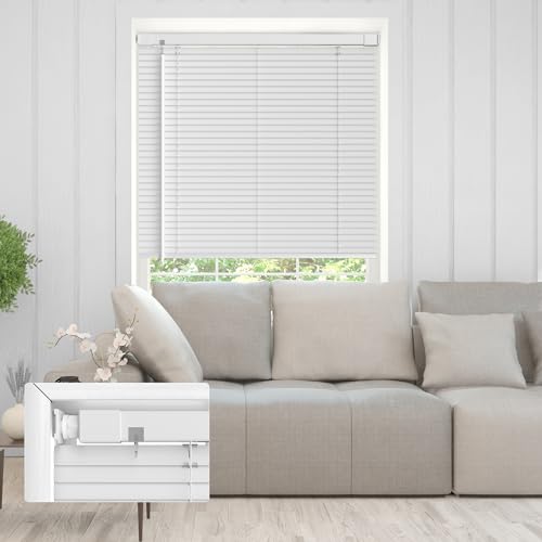 No Drill Mini Blinds, Horizontal Window Blinds & Shades, 45" WX48 H, White