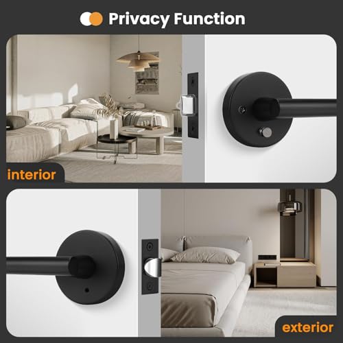 Image of Goldenwarm 1 Pack Black Door Handle Interior, Matte Black Door Lever Privacy Door Handles Keyless, Zinc-Alloy Heavy Duty Door Hardware for Bedroom Bathroom