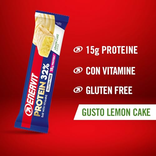 Enervit, Protein Bar 32% Lemon Cake, Barrette Proteiche, 15G Di Proteine, Con Vitamina D E B6, Gusto Lemon Cake, Per Il Recupero Dopo Lo Sport, Senza Glutine, 12 Barrette Da 48G - 2