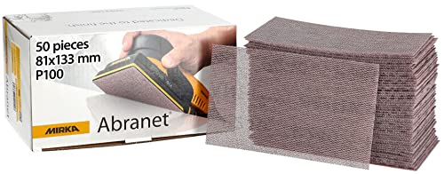 Price comparison product image Mirka Abranet net sandpaper strips 81x133 mm Hook & loop / Grit P100 / 50 pcs / for sanding wood,  walls,  metal,  aluminium,  stainless steel,  filler,  varnish