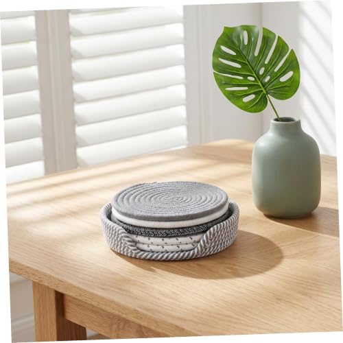 Protector de calor redondo de cuerda de algodón para platos sartenes y mesa de cocina 6