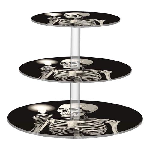 PYBUG Skeleton 3 Tier Acrylic Cupcake Stands Tower,Dessert Table Display Set for Tea Party,Wedding,Birthday, Baby Shower