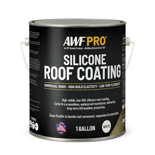 AWF PRO 100% Silicone Roof Coating – High Solids Commercial Roof Restoration Coating and Waterproof Membrane for Flat and Low-Slope Roofs – 1 Gallon