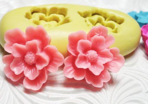 1Pcs Silicone Resin Polymerresin Clay Molds Fondant Flexible Push Mold FLOWER DUO Clay Mold Tools Each Flower 3/4" (19 mm)