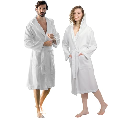 nice homeit Albornoz para Mujer y Hombre de Toalla 100% Algodón - Albornoz Súper Absorbente con Capucha - Suave, Ligero, Anti-Pilling, Diseño Italiano