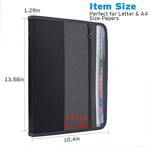Sooez SZ-02-07S Accordion File Organizer With Safe Zipper, 12 Pocket Expanding File Folder With Front Pencil Pouch, Portable Monthly Paper Bill Tax Receipt Organizer, School Office Supplies thumb #6