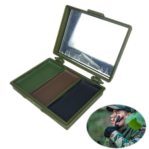 KkvoGmle 3-Farben Tarnschminke Camouflage, Schwarz, Grün, Braun Tarnschminke mit Spiegel Make Up,...