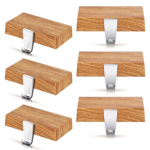 Soaoo 6 Pcs Christmas Stocking Holders Strong Heavy Duty Mantel Stocking Hangers Xmas Heavy Mantel Stocking Hooks Weights for Mantle Stocking Holders Bases for Fireplace Party Decor(Wood Color)