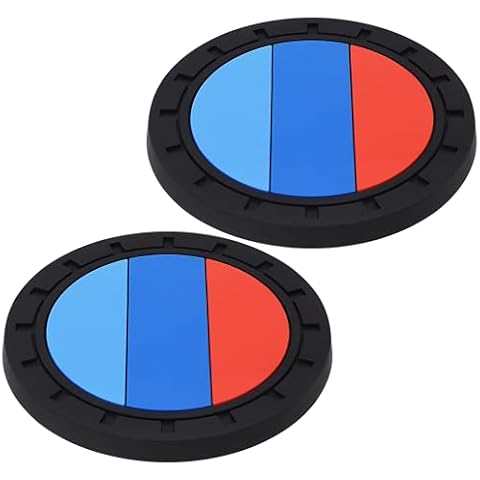 Triplinger Three Stripes Cup Holder Insert Coaster Compatible with BMW Sport M 1 2 3 4 Series F30 F35 320li 316i X1 3GT Car Interior Accessories Silicone Anti Slip Cup Mat (Set of 2, Diameter 2.6") Cover