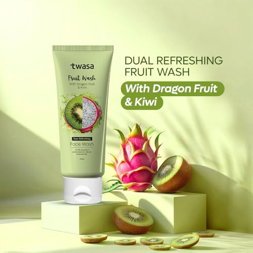 Image of Twasa Dragon Fruit & Kiwi Fruit Face Wash For Brightening, Hydrating & Glowing Skin | Gentle Cleanser With Antioxidants & Vitamin C | Reduces Dullness & Improves Skin Texture | For Men & Women - 100ml