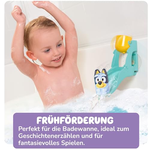 Toomies Blueys Wasserrutsche, Badespielzeug für Kleinkinder, Wasserspaß mit Drehaugen, Fördert Feinmotorik, Mit Saugnäpfen, Ab 18 Monaten