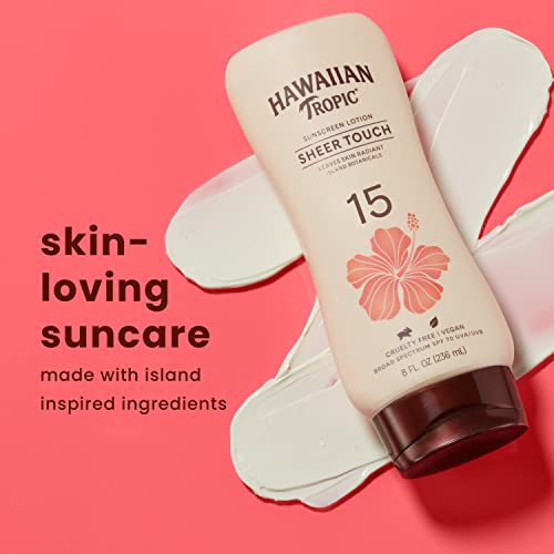 Hawaiian Tropic Sheer Touch Lotion Sunscreen SPF 15, 8oz | Hawaiian Tropic Sunscreen SPF 15, Sunblock, Broad Spectrum Sunscreen, Oxybenzone Free Sunscreen, Body Sunscreen SPF 15, 8oz